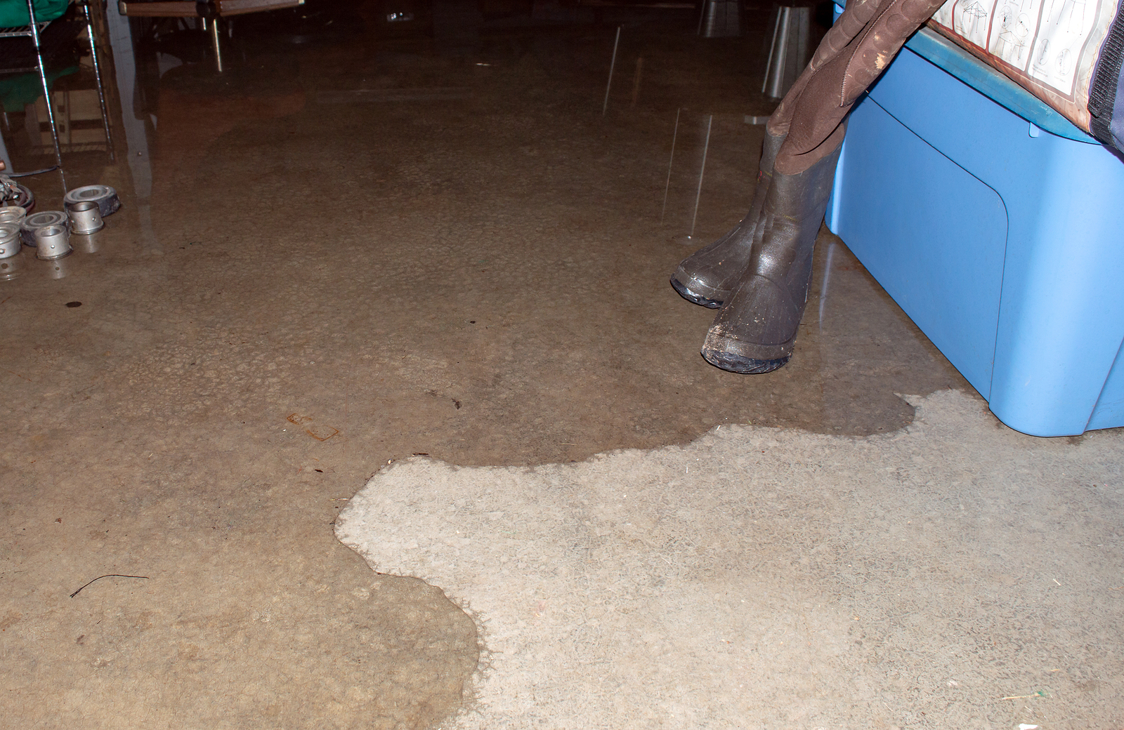 Water expands in flooded basement