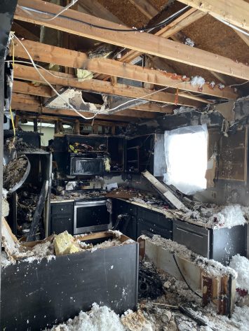 Kitchen destroyed by fire damage